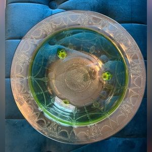 Uranium Footed Bowl 11" Green Vintage Depression Glass